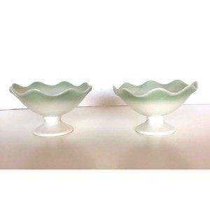 Tachikichi Vintage Pedestal Desert Candy Dish Ice Cream Bowl Set of 2